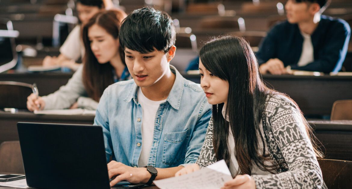 Student exchange in Japan multi cultural event in lecture hall