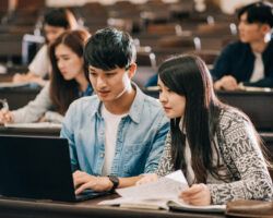 Student exchange in Japan multi cultural event in lecture hall