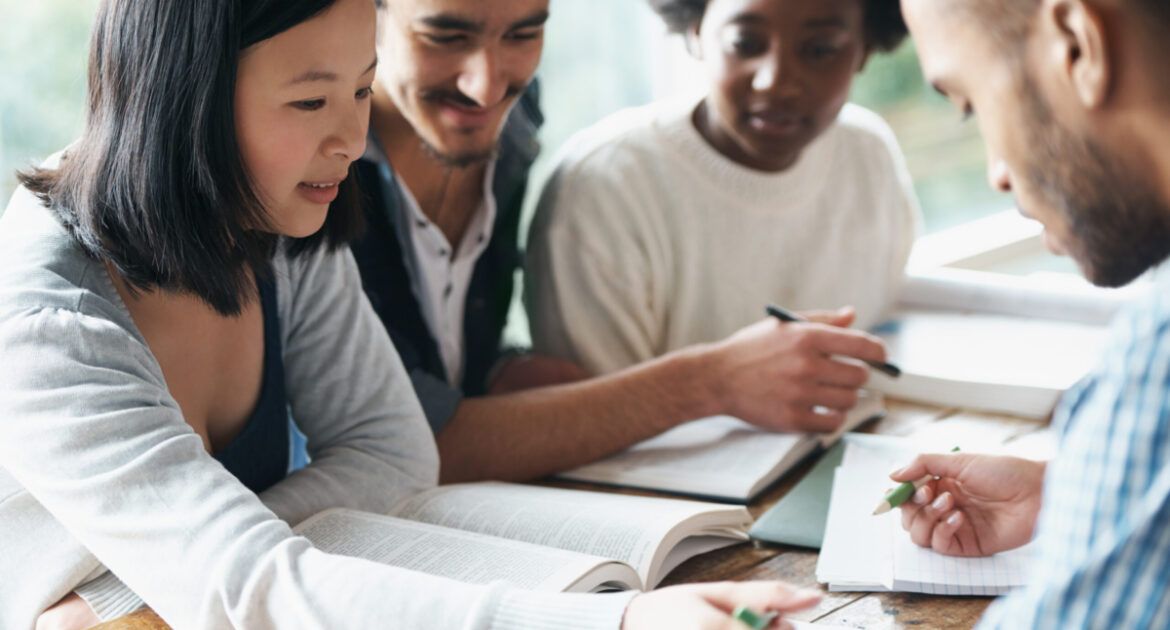 group of students studying together