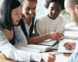 group of students studying together